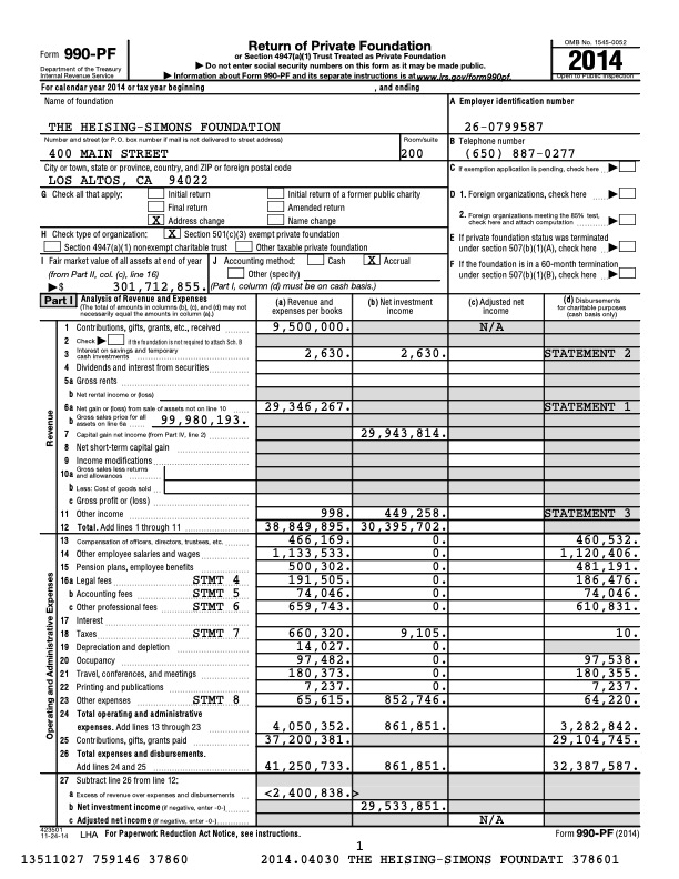 Download the 2014 Form 990-PF