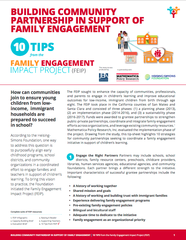 Tips and Resources From the Family Engagement Impact Project - Heising ...
