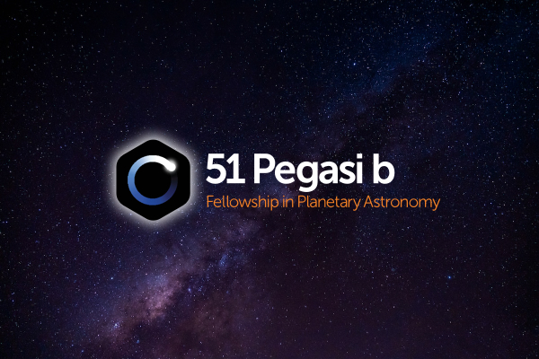 51 Pegasi b fellowship logo in front of starry sky.