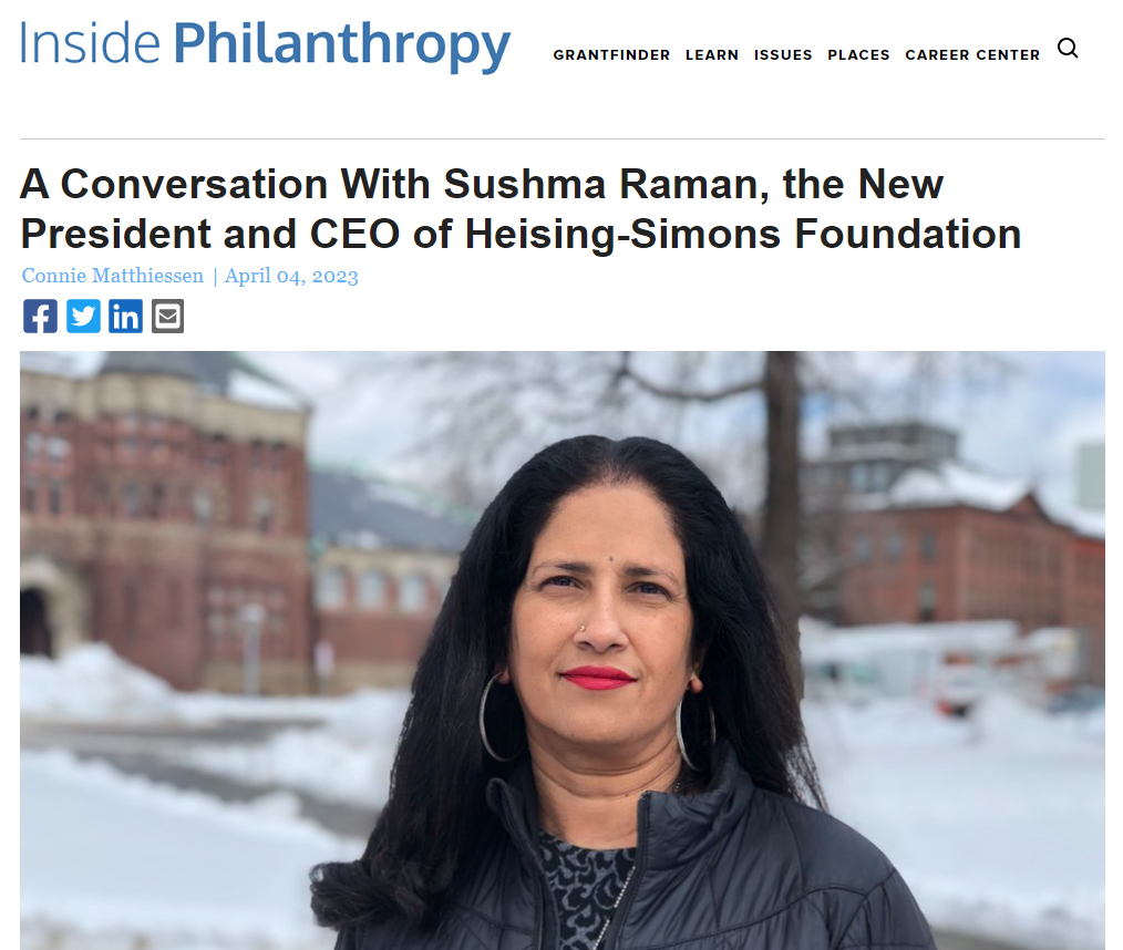 Cover of the Inside Philanthropy interview article with Sushma Raman.