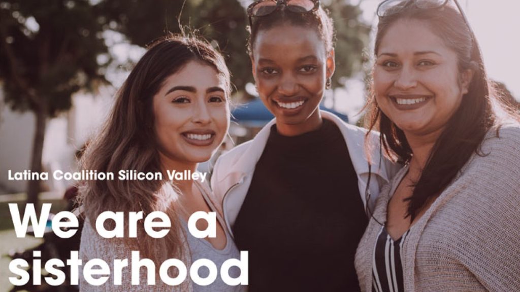 Women smile at camera with Latina Coalition of Silicon Valley branding.